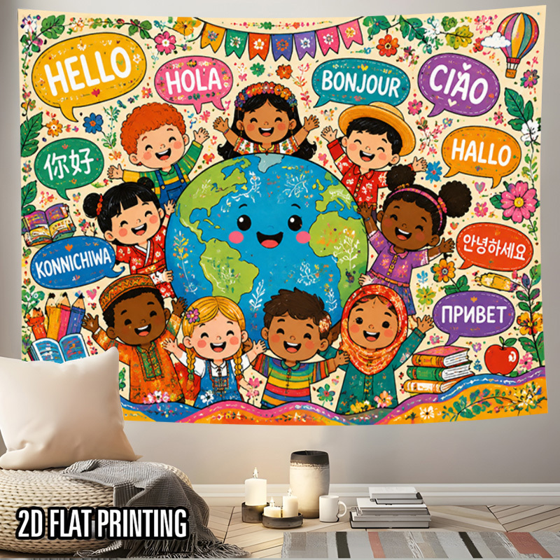 Tapiz con Mapa del Mundo y Fra - Kids Educational Poster reseña y precio