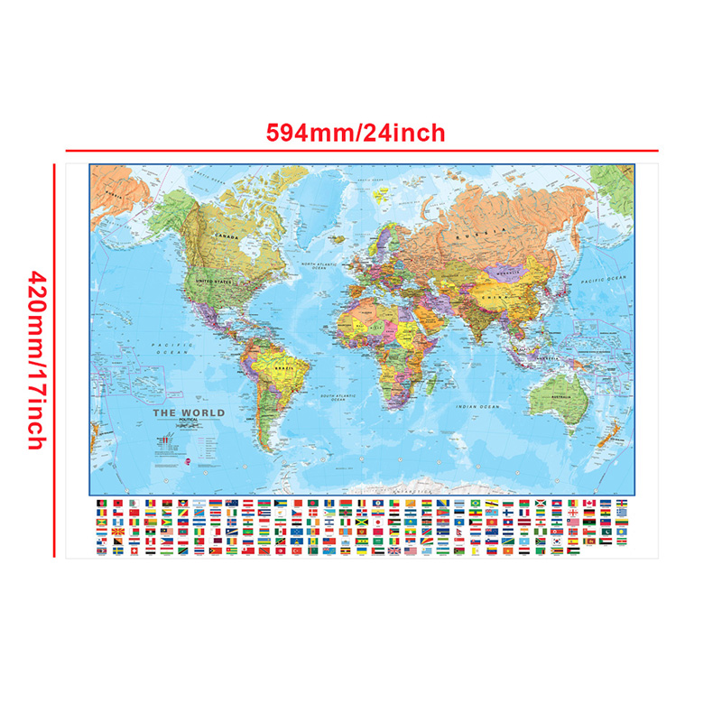 Mapa del mundo A2 59*42cm con  - Kids Educational Poster reseña y precio